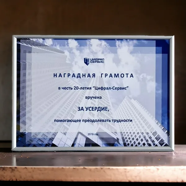 Дипломы наградные из алюминия с печатью в профиле