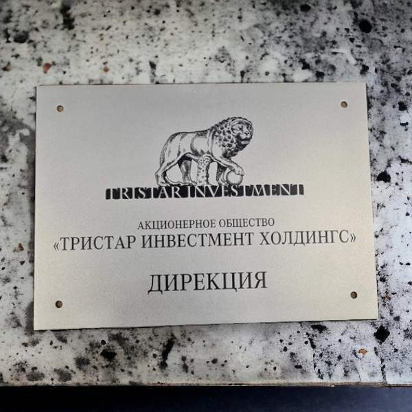 Табличка латунная 500х350 мм матовая поверхность